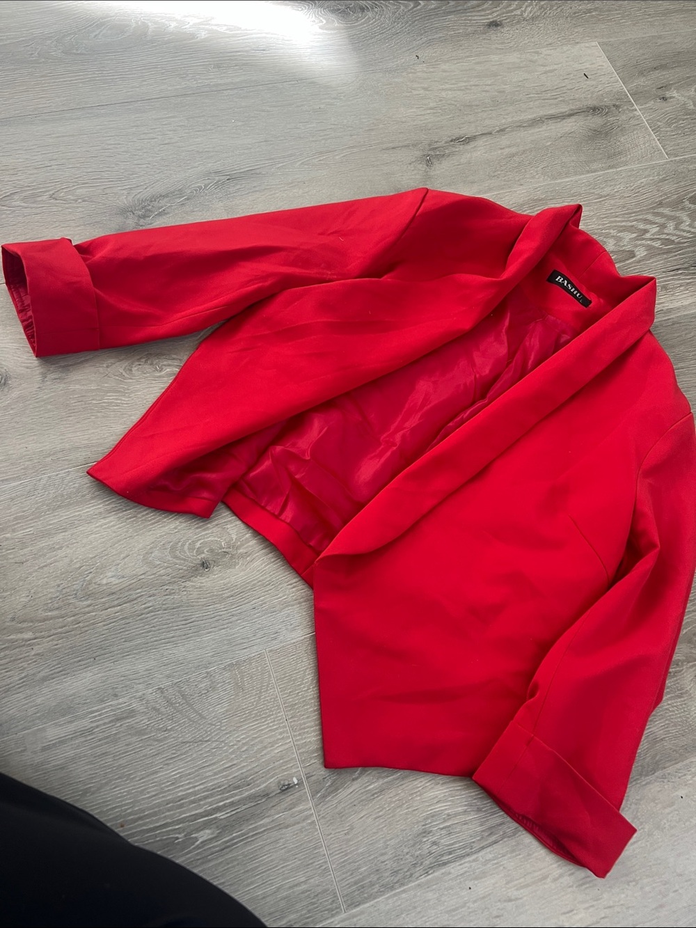 Stylish Red Open-Front Women's Blazer